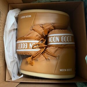 MOON BOOT - ICON LOW BROWN NYLON BOOTS SIZE 39/41